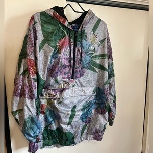 Adidas Multicolor Floral Quarter-zip Windbreaker Jacket